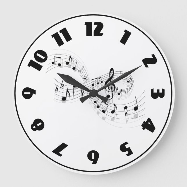 Notas musicales sobre una línea reloj de personal (Anverso)