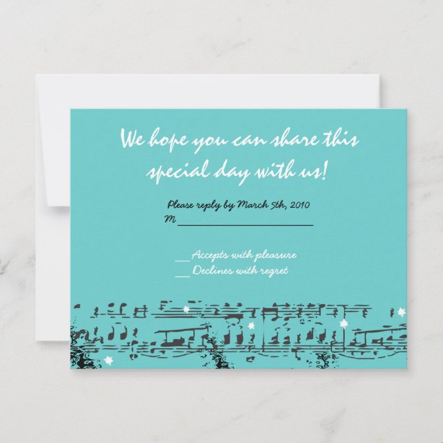 NOTAS MUSICALES & STARS Bar Bat Mitzvah Invitación (Anverso)