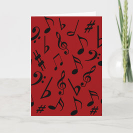 Notas musicales Tarjeta de vacaciones - Rojo