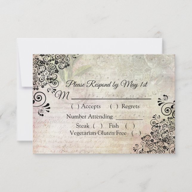 Notas musicales Tarjeta RSVP de boda (Anverso)
