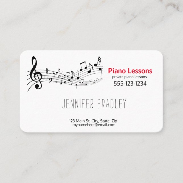 Notas musicales, Tarjetas de visita para profesore (Anverso)