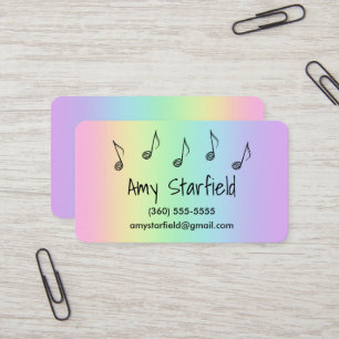 Notas musicales Tarjetas de visita Rainbow