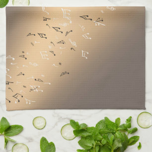 Notas musicales Toalla de té de la luz de oro