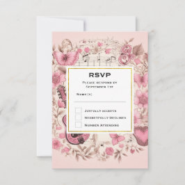Notas musicales y flores Elegant Wedding RSVP