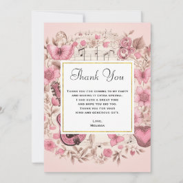 Notas musicales y flores elegantes gracias