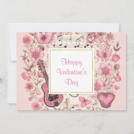 Notas musicales y flores estilo retro Valentine