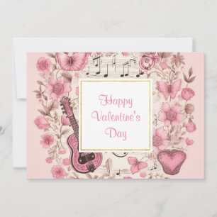 Notas musicales y flores estilo retro Valentine