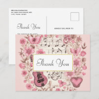 Notas Musicales y Flores Estilo Vintage Gracias