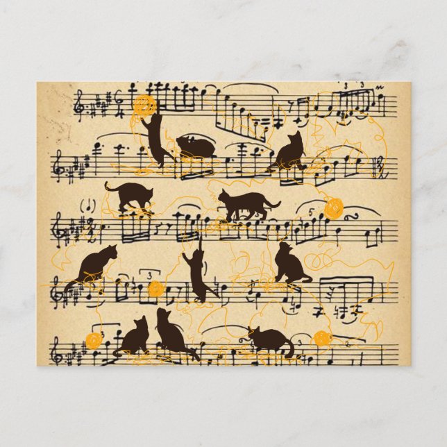 Notas musicales y gatitos (Anverso)