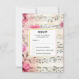 Notas musicales y Rosas Boda de diseño de vintage