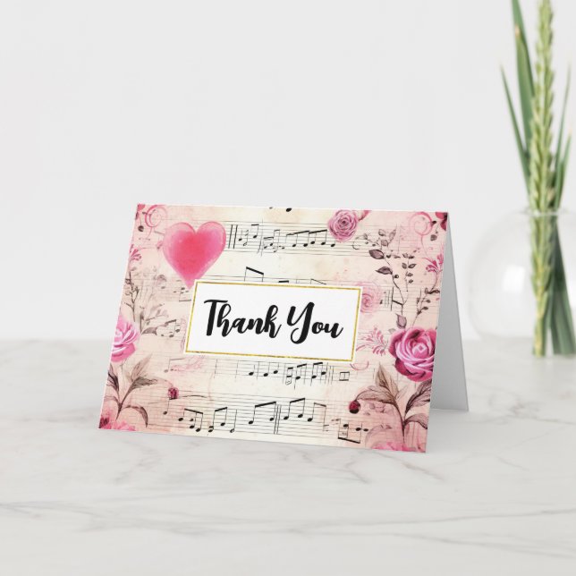 Notas musicales y Rosas Diseño vintage (Anverso)