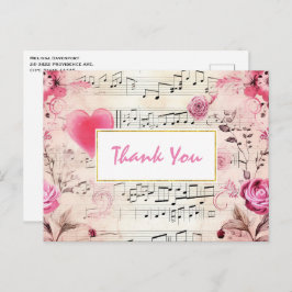 Notas Musicales y Rosas Diseño Vintage Gracias