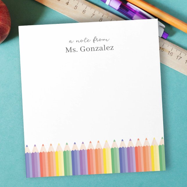 Notas Nota Personalizada De La Maestra Arcoíris Bloc De  (Personalize this useful gift for teachers, as Christmas gift or as a Teacher appreciation gift.)