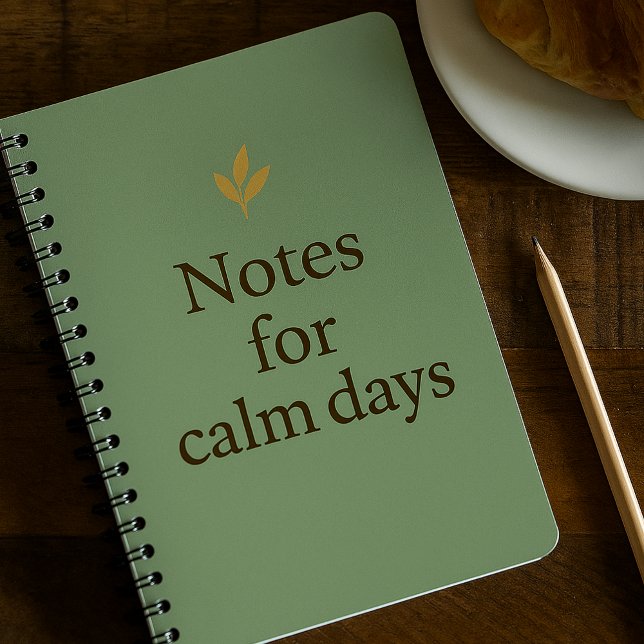 Notas para días tranquilos – Cuaderno verde minima (Notebook cozy sage cover quote)