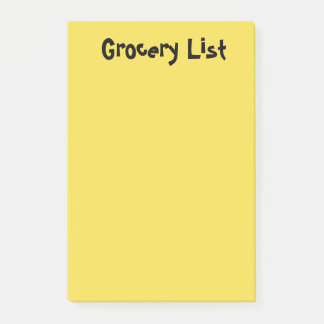 Notas pegajosas amarillas de la lista de productos
