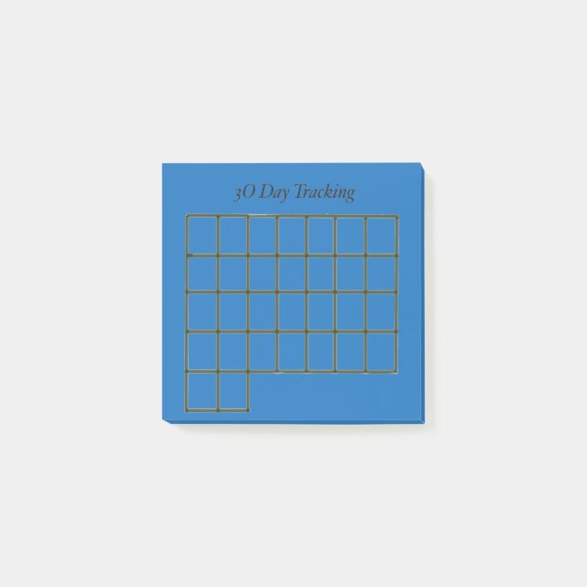 Notas pegajosas azules de seguimiento de 30 días