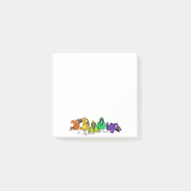 Notas pegajosas de aves divertidas (Anverso)