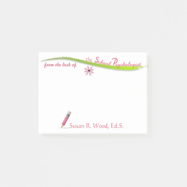 Notas pegajosas del lápiz rosado del psicólogo de (Anverso)