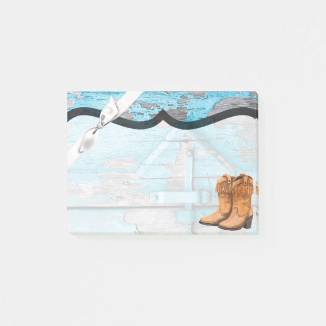 Notas pegajosas Puerta de Barn de Madera Azul Boot (Anverso)