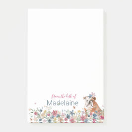 Notas personales post-it del Bulldog de pipa Flora