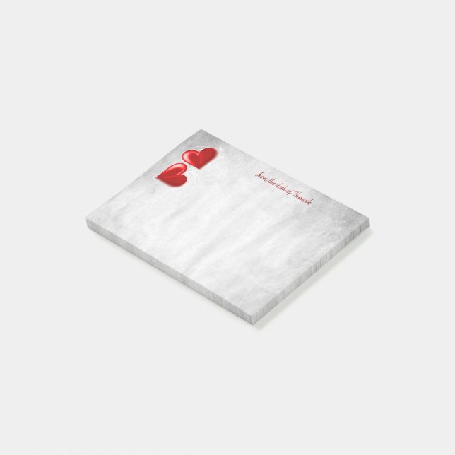 Notas personalizadas de Red Valentine Hearts (En perspectiva)