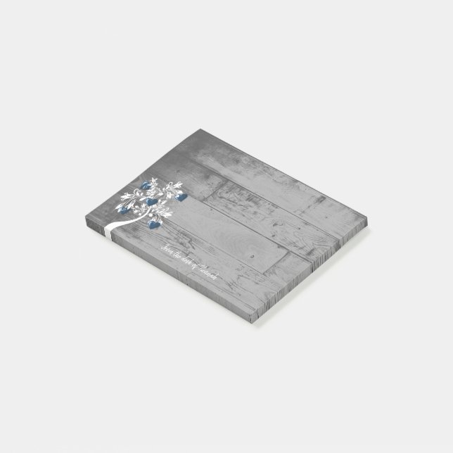 Notas personalizadas del árbol Blue Hearts (En perspectiva)