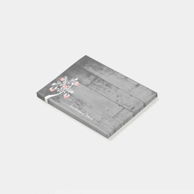 Notas personalizadas del árbol rosa de los corazon (En perspectiva)