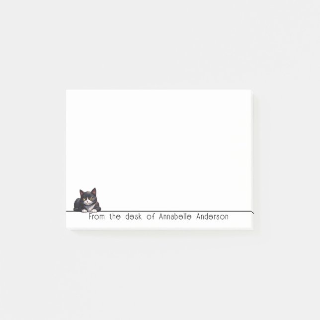 Notas personalizadas del gato de Tuxedo gris puro (Anverso)