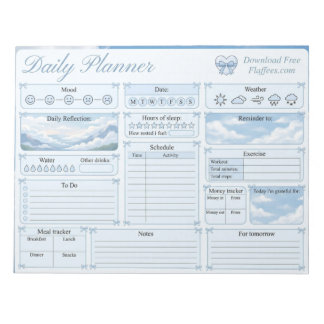 Notas Planificador Diario Cielo Azulenco Lindo Bloc de N
