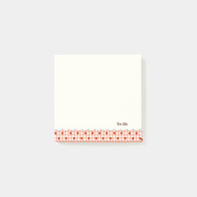 NOTAS POST-IT® 文字　カスタム　いちご　チェック　オレンジ　   (Anverso)