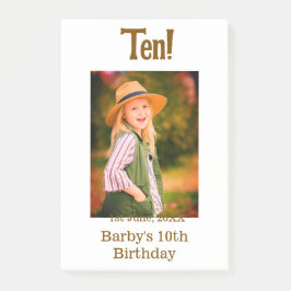 Notas Post-it® 10th birthday photo name date simple brown beige b