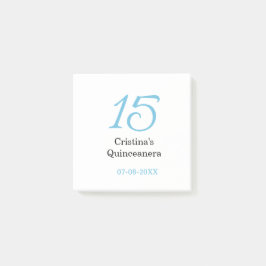 Notas Post-it® 15th quinceanera birthday blue black bold letter n