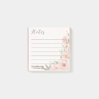 Notas Post-it® 1 Corintios 16:14 Flores rosadas cristianas postea