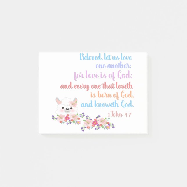 Notas Post-it® 1Juan4:7 Versículo Bíblico (Anverso)