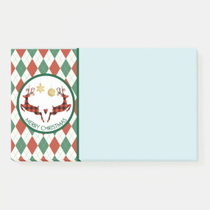 Notas Post-it® 2 ciervos jugados en un Rústico Patrón Argyle