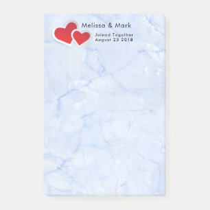 Notas Post-it® 2 corazones de papel rojo sobre el helado Boda de 
