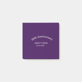 Notas Post-it® 30th wedding anniversary name date purple simple 