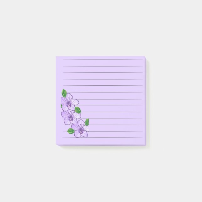 Notas Post-it® 3 Flores moradas (Anverso)