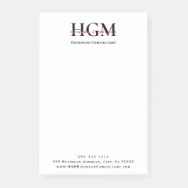 Notas Post-it® 3 letras monográficas blanco negro rojo