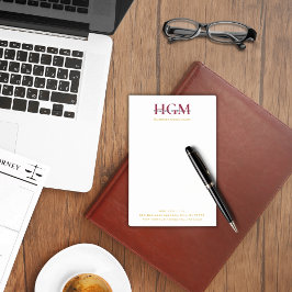 Notas Post-it® 3 letras profesionales Monograma Oro de la Marina 