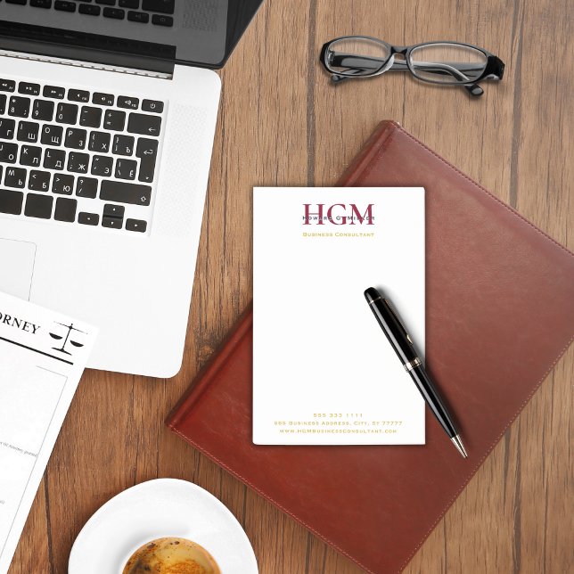 Notas Post-it® 3 letras profesionales Monograma Oro de la Marina  (Subido por el creador)