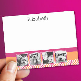 Notas Post-it® 4 Collage de Fotos Chevrones Rosa Fucsia Naranja