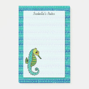 Notas Post-it® 4 del Seahorse x 6 personalizados azules y verdes