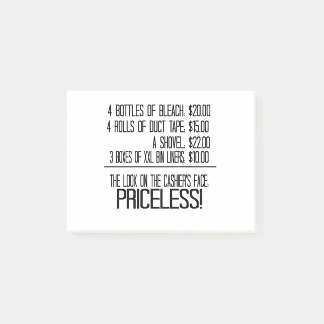 Notas Post-it® 4 Frascos De Bleach: $20.00 4 Rolls Of Duct Tape: (Anverso)