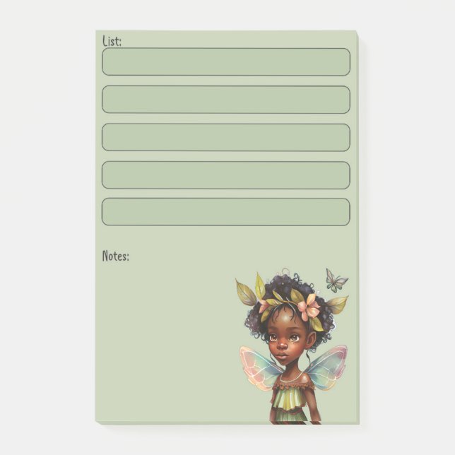 Notas Post-it® 4"x6" Black Girl Fairy Post It Note (Anverso)