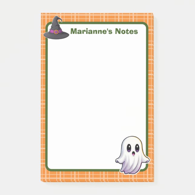 Notas Post-it® 4"x6" Naranja Spooky Cute (Anverso)