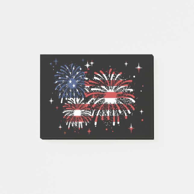 Notas Post-it® 4th Of July USA  Fireworks (Anverso)