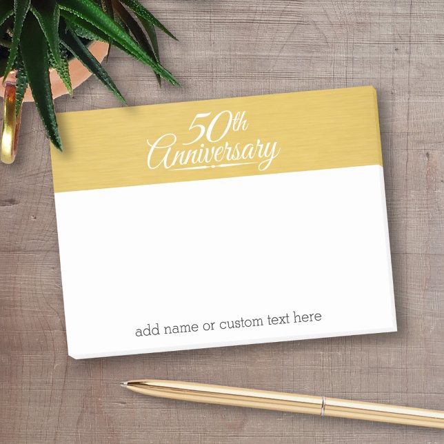 Notas Post-it® 50.º aniversario Boda de oro personalizado (Personalized Post-It Notes - add you name or other text)