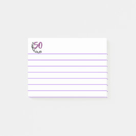 Notas Post-it® "50 y fabuloso" | Tipografía púrpura y negra