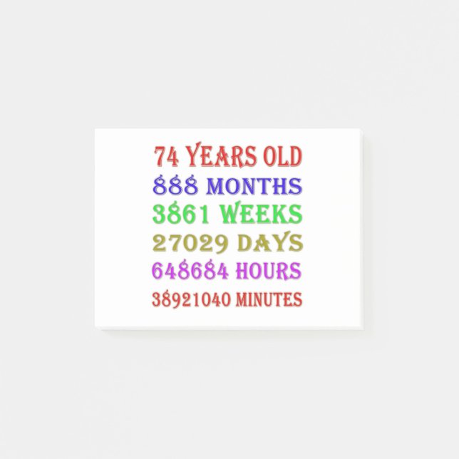 Notas Post-it® 74.ª Fase de Cumpleaños (Anverso)